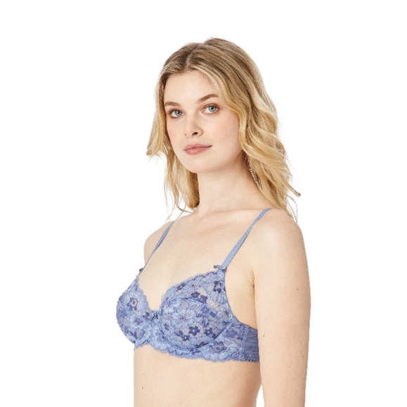 Adore Me-Chelsea Floral Contour Unlined Lace Detail Bra (Purple/Blue)-34B - Picture 2 of 5